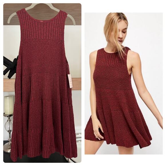Free People Waterfall Ruffle Dress in Bittersweet Combo - Picture 1 of 8
